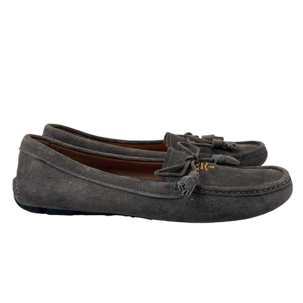 Prada Suede Bow Loafer Shoes 37 | US 7 - Picture 2 of 10